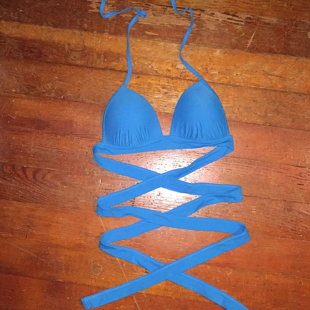 Blue Strappy Bikini Top